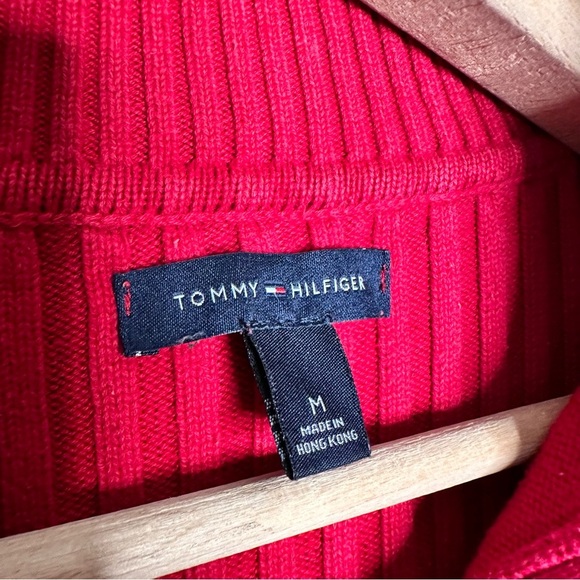 Tommy Hilfiger | Red Snap Button Collar Sweater Y2K Size Medium - Picture 12 of 14